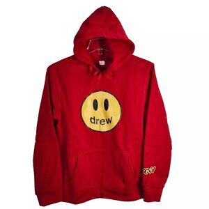 Men Hoodie Fleece Long Sleeve Sweatshirt Light Weight Red Large